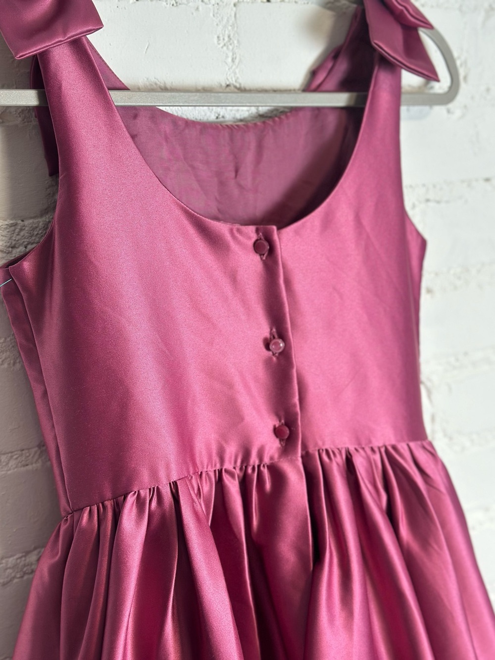 Janie & Jack Girls Satin Bow Sleeve Recital Party Wedding Dress Pink violet 12 - Picture 5 of 9
